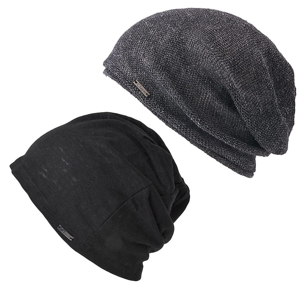 9366 Slouchy Linen Beanies - Summer Baggy Knit Cap Lightweight Slouch Hat